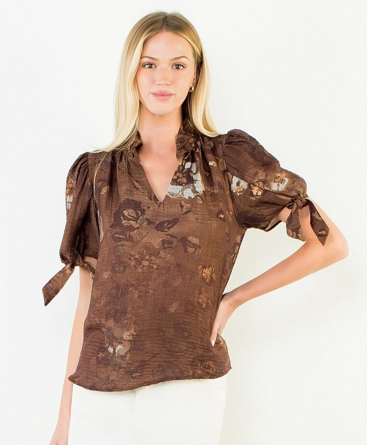 THML Tie Sleeve Floral Top