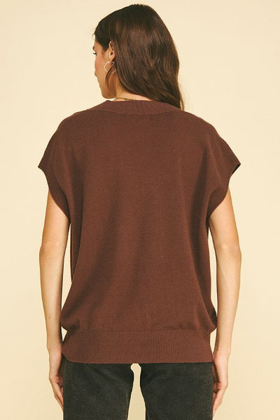 PINCH V-Neck Cap Sleeve Knit Sweater