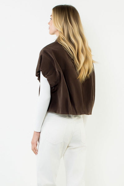 THML Zip Up Faux Suede Jacket [brown]
