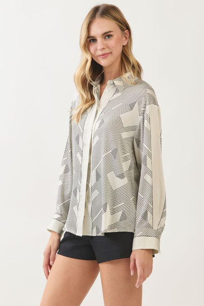 PINCH Geometric Pattern Button Down Shirt