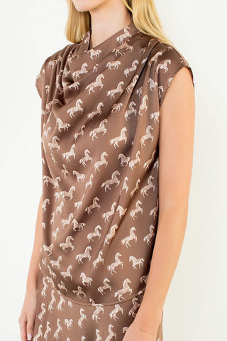 THML Satin High Neck Top