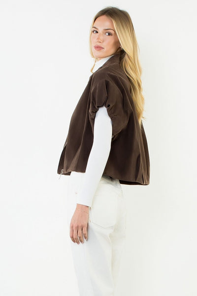 THML Zip Up Faux Suede Jacket [brown]