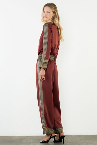 THML Satin Top With Stripe Detail Top