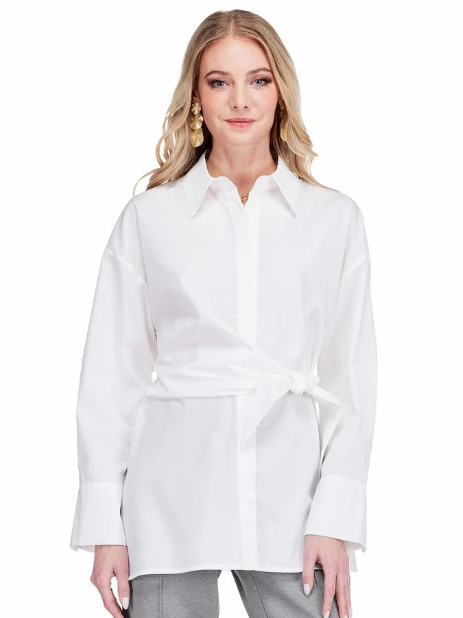 Jade Side Wrap Tie Tunic Blouse