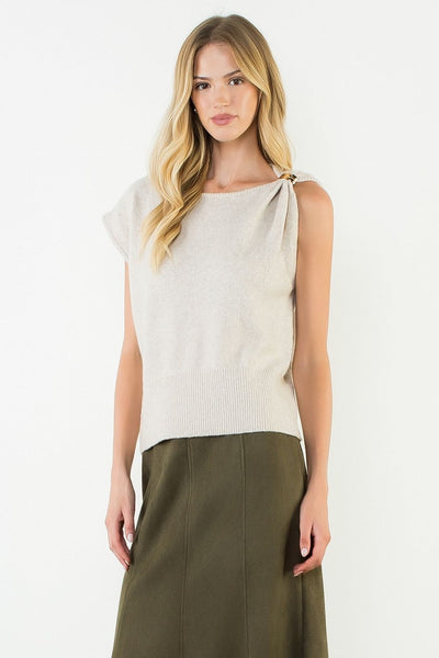 THML Sleeveless Sweater with Gold Embellishment