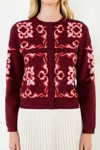 THML Patterned Button Front Cardigan