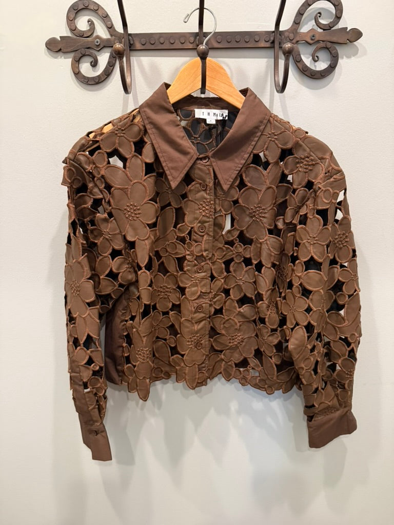 THML Vegan Leather Cut Out Jacket Top