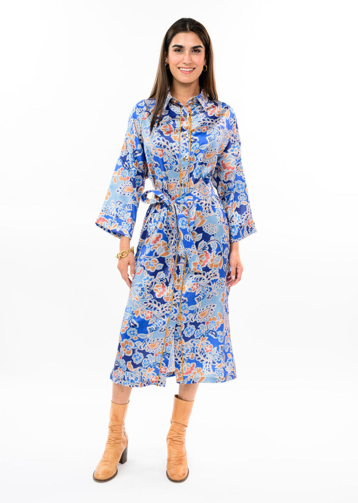 Uncle Frank Satin Floral Shirtdress
