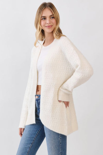 PINCH Chevron Texture Open Front Cardigan