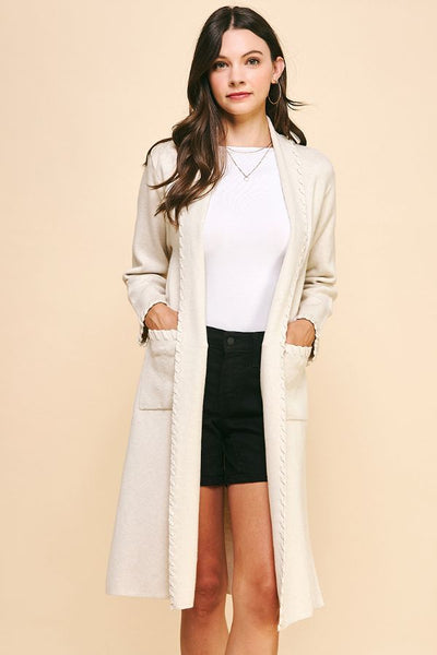 PINCH Edge Detail Open Knit Cardigan