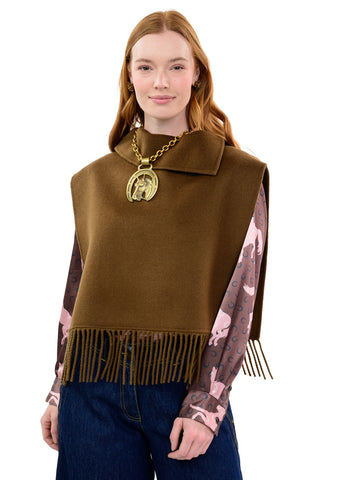 Ivy Jane Fringe Poncho with Collar