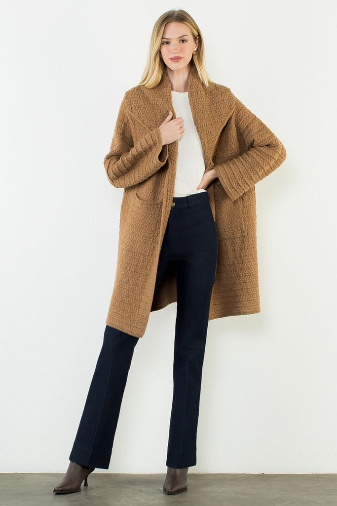 THML Oversized Knitted Collared Sweater Jacket