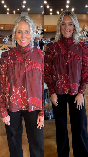 Ciebon High Neck Floral Top