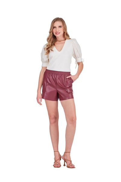 Joy Joy Contrast U Neck Knit Top
