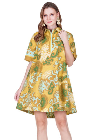 Joy Joy Saffron Placket Swing Dress