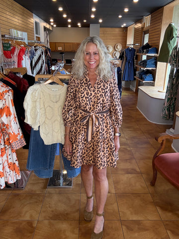 Joy Joy Split Neck Flounce Dress