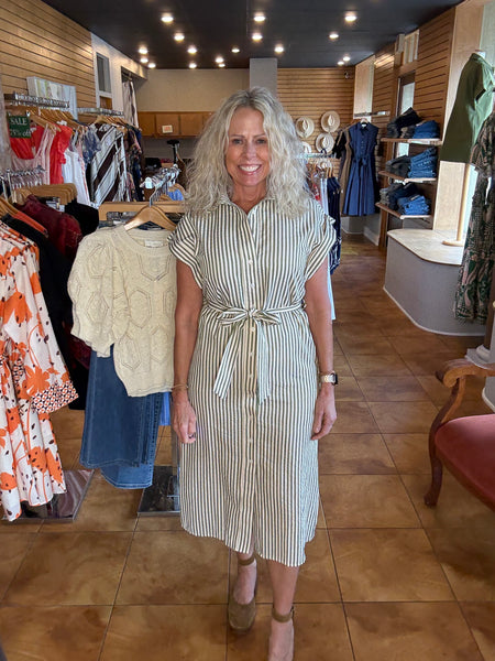 THML Button Up Stripe Dress