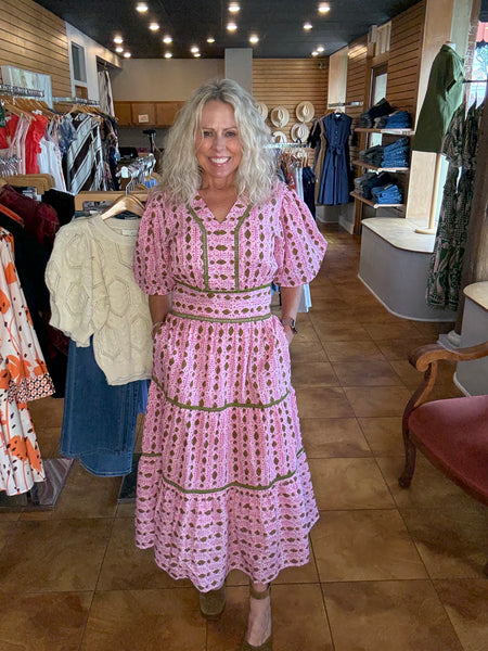 THML Puff Sleeve Tiered Dress