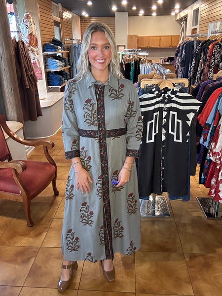 Uncle Frank Double Button Bordered Dress [grey]