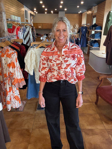 Joy Joy Round Yoke Blouse