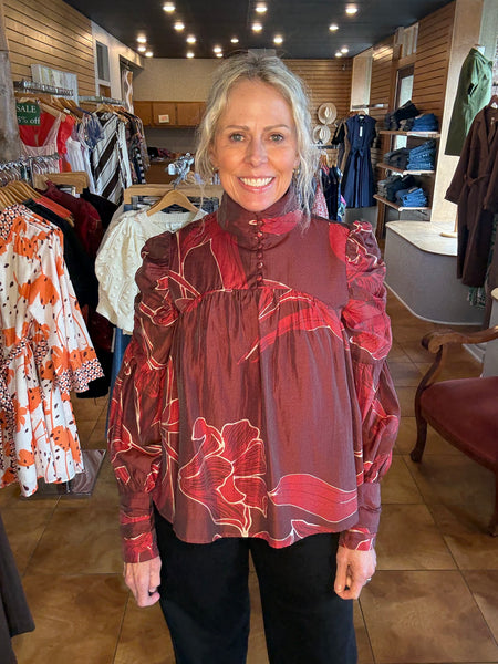 Ciebon High Neck Floral Top