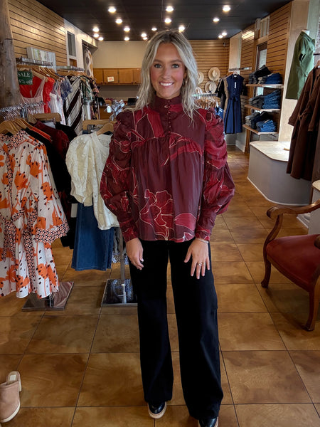 Ciebon High Neck Floral Top
