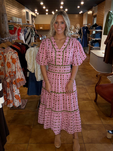 THML Puff Sleeve Tiered Dress