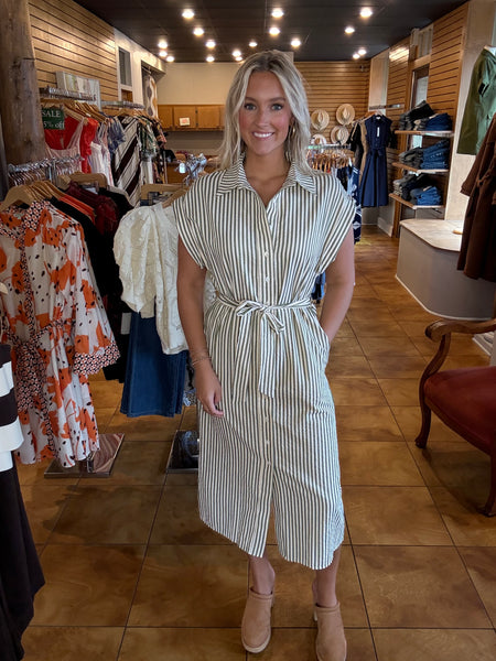 THML Button Up Stripe Dress
