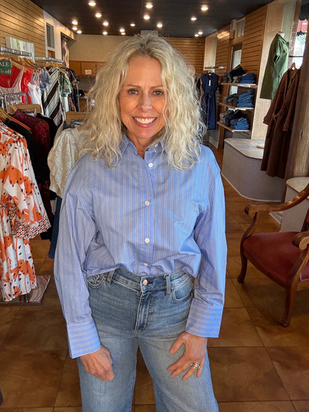 Joy Joy Blue Stripe Blouse