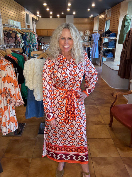 Jade Split Neck Collared Maxi