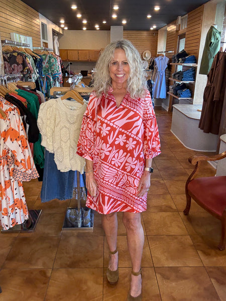 Joy Joy Puff Sleeve Collar Dress