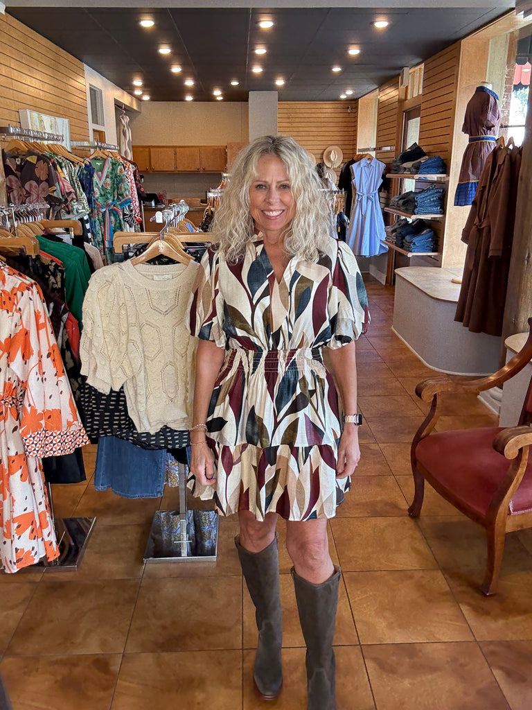 THLM Puff Sleeve Print Dress