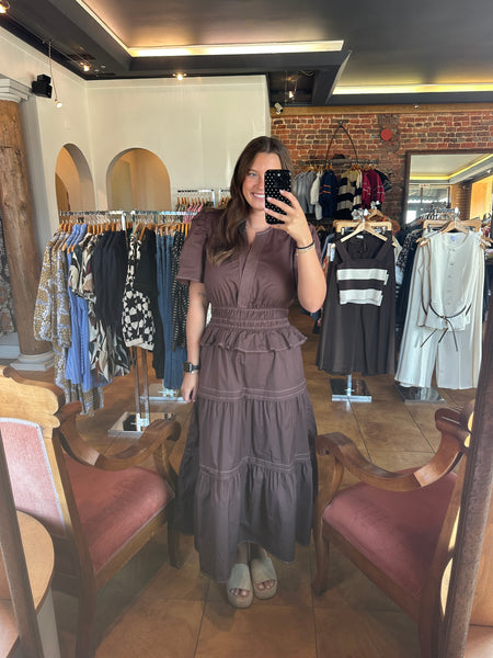 THML Short Sleeve Tiered Maxi Dress