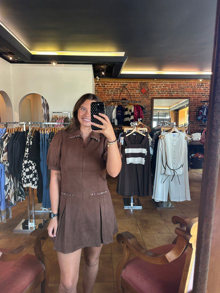THML Short Sleeve Pleated Bottom Dress