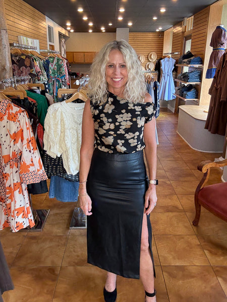 Lucy Paris Cade Vegan Leather Skirt