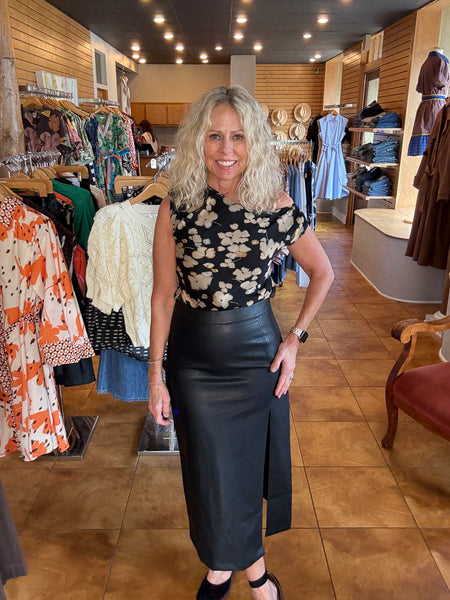 Lucy Paris Cade Vegan Leather Skirt