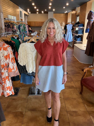 THML Short Sleeve Color Blocked Dress