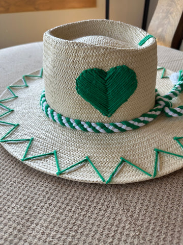 Tipsy Threads Green Heart Hat