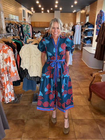 Maude Vivante Della Midi Dress [indigo feathers]