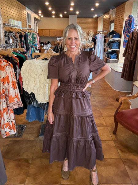 THML Short Sleeve Tiered Maxi Dress