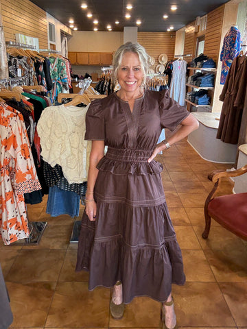 THML Short Sleeve Tiered Maxi Dress