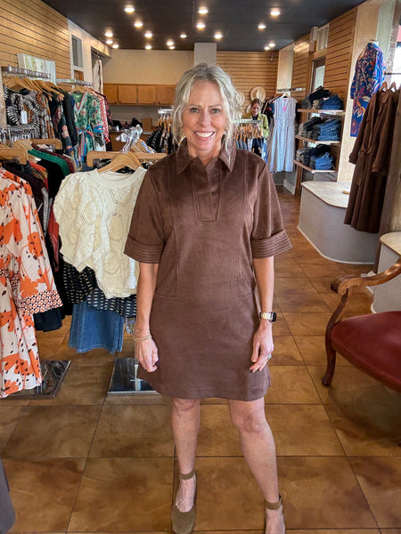 THML Collared Suede Dress