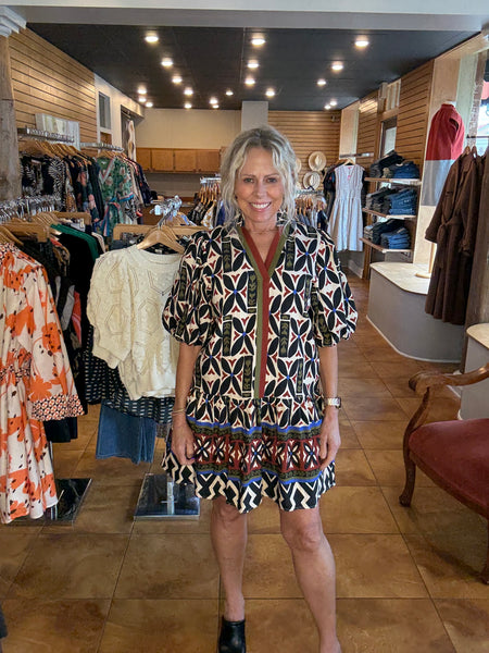 THML Puff Sleeve Floral Dress [black]