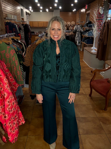 THML Velvet Flower Detail Quilted Jacket