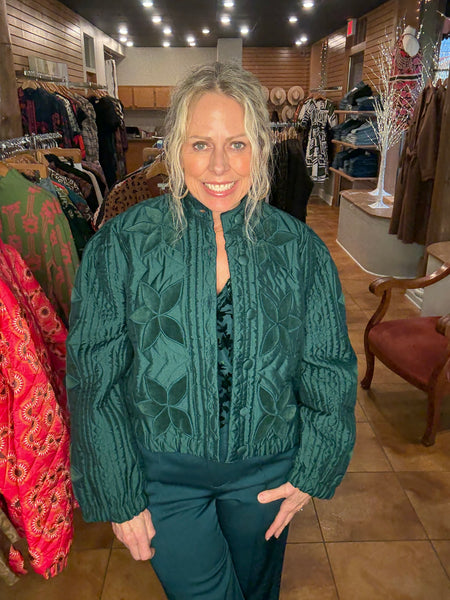 THML Velvet Flower Detail Quilted Jacket