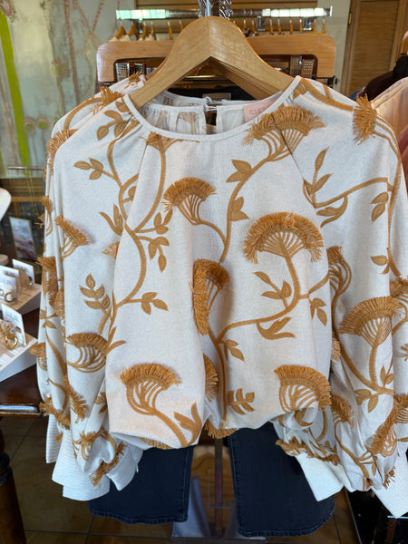 Ciebon 3D Embroidered Bubble Hem Top