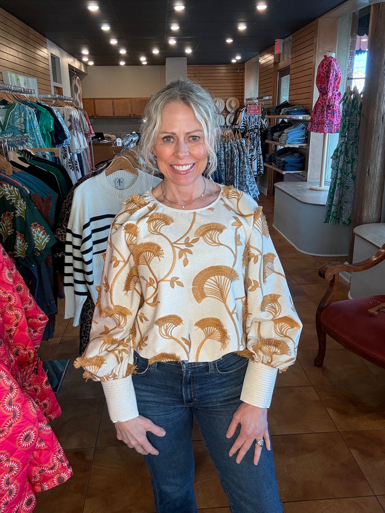 Ciebon 3D Embroidered Bubble Hem Top