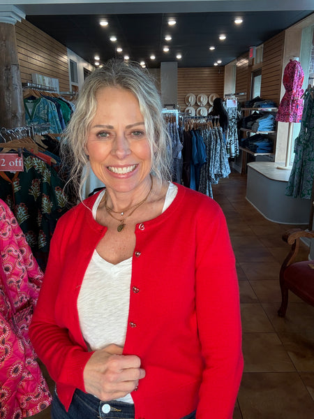 Lucy Paris Celeste Heart Button Cardigan [red]