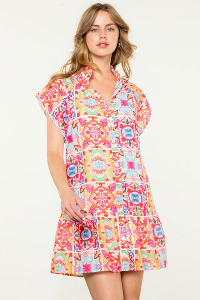 THML Print Button Up Dress