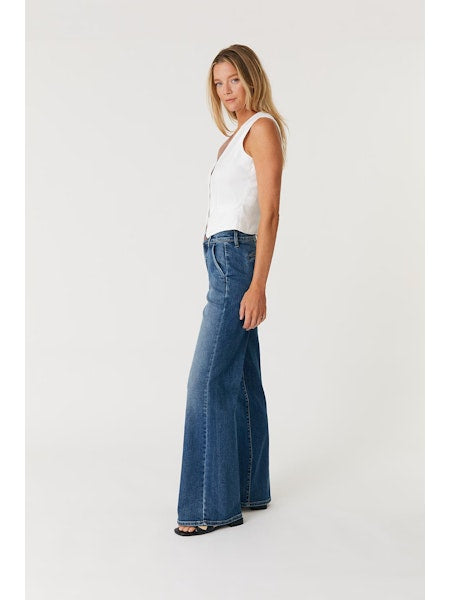 Level 99 Ellis Denim Trouser in Blue Strand